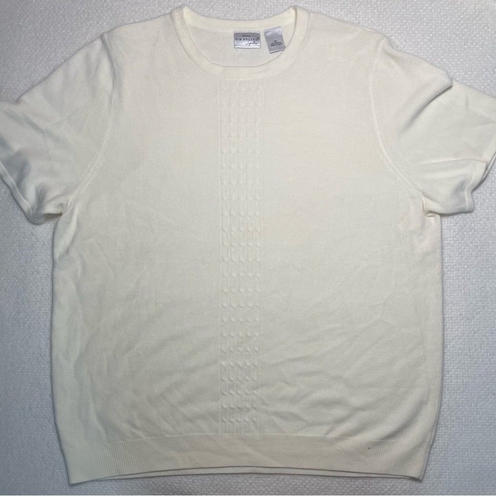 Vintage Kim Roger’s Women’s Kit Cream Sweater soft preppy blouse cable knitting